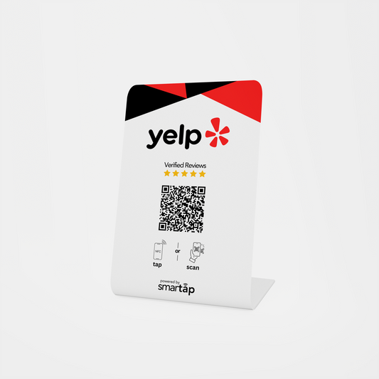Stand blanco de Yelp